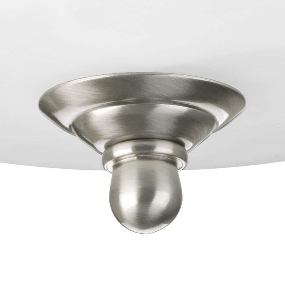 Progress Lighting Melon 3-Light Flush Mount, Brushed Nickel, Alabaster Glass Shade