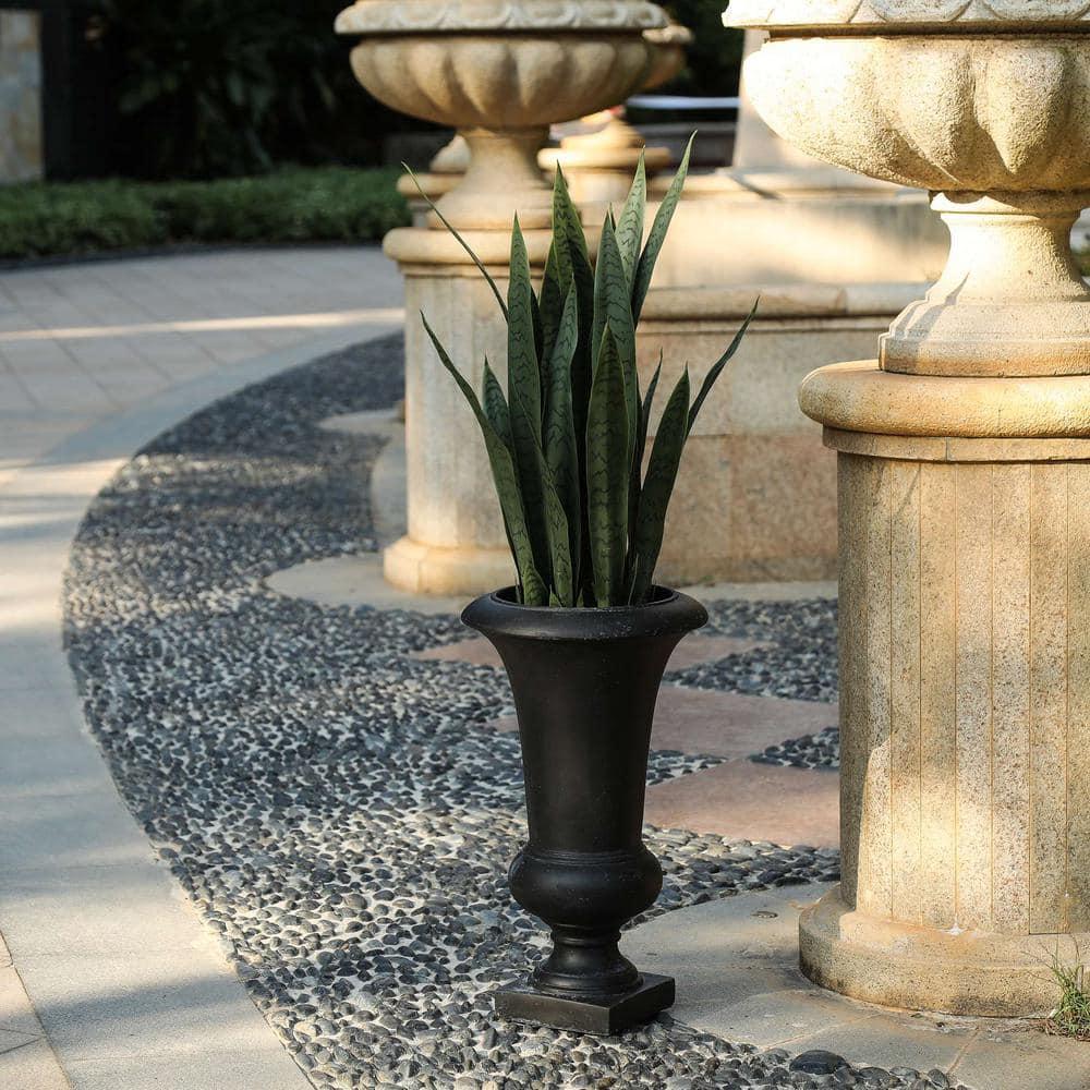 LuxenHome 22.75" H Slim MgO Urn Planter Black