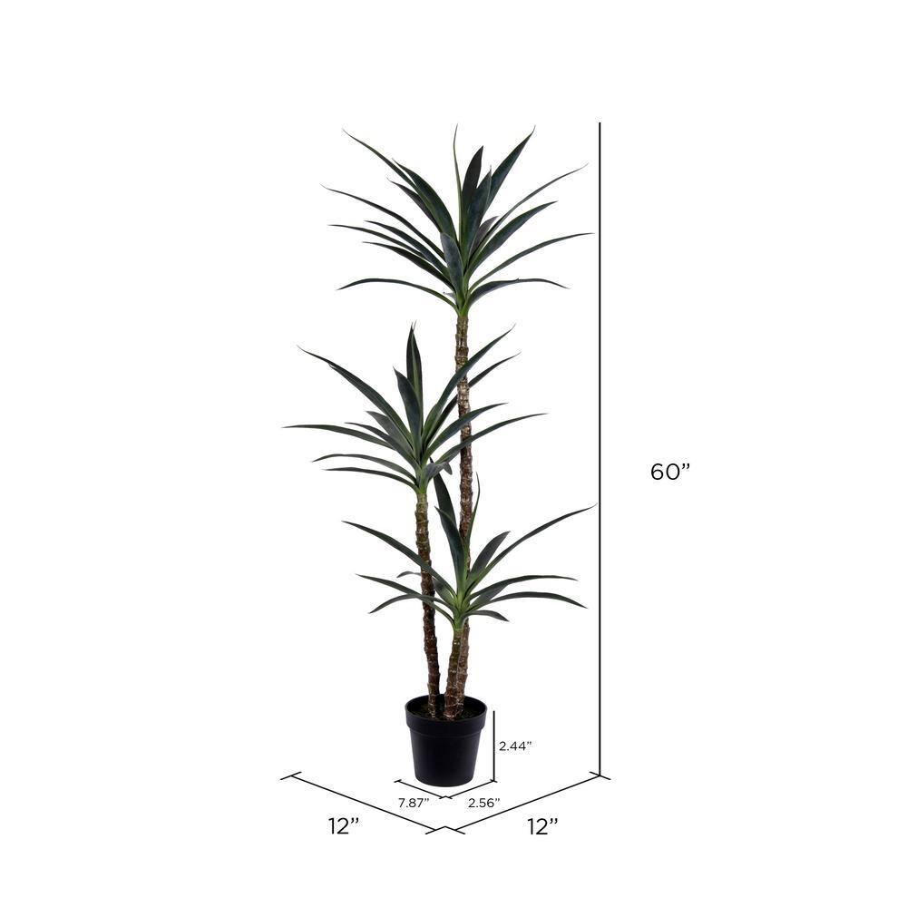 Artificial Green Yucca Tree in Black Planters Pot.