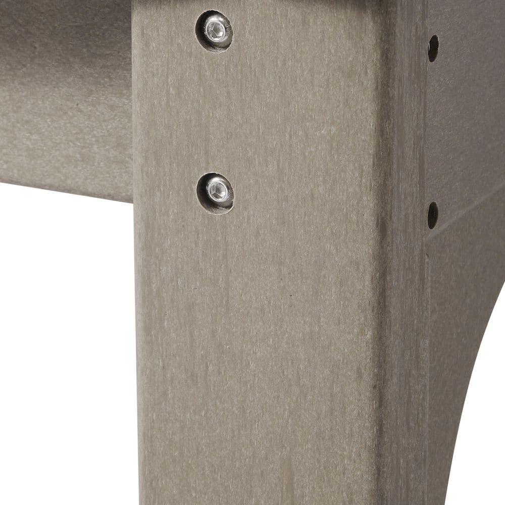 QSHIMY  Outdoor Bench, All Weather Resistant Poly Lumber Backless Patio Garden Bench, Adirondack Curved Bench Seat for Comfort, Weatherwood