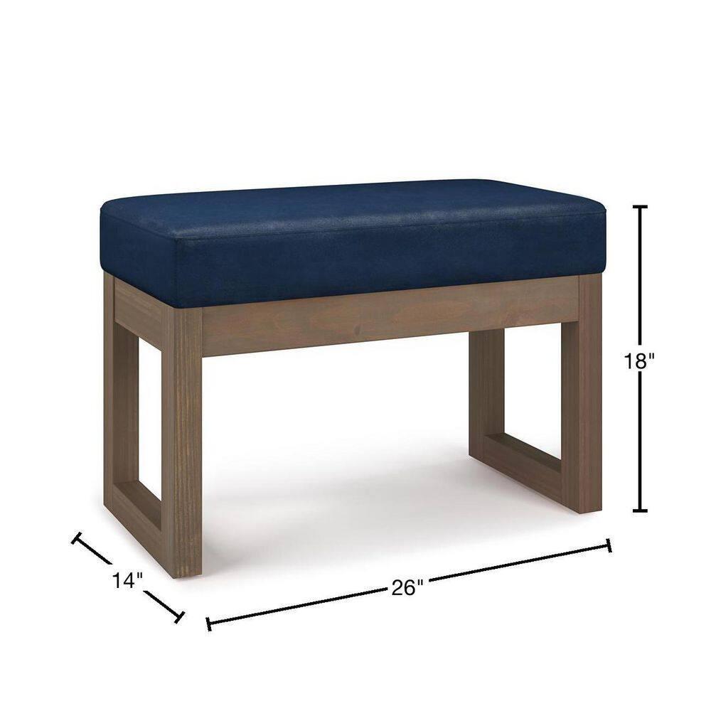 Simpli Home Milltown Ottoman Bench with Upholstered Seat and Solid Wood Frame
