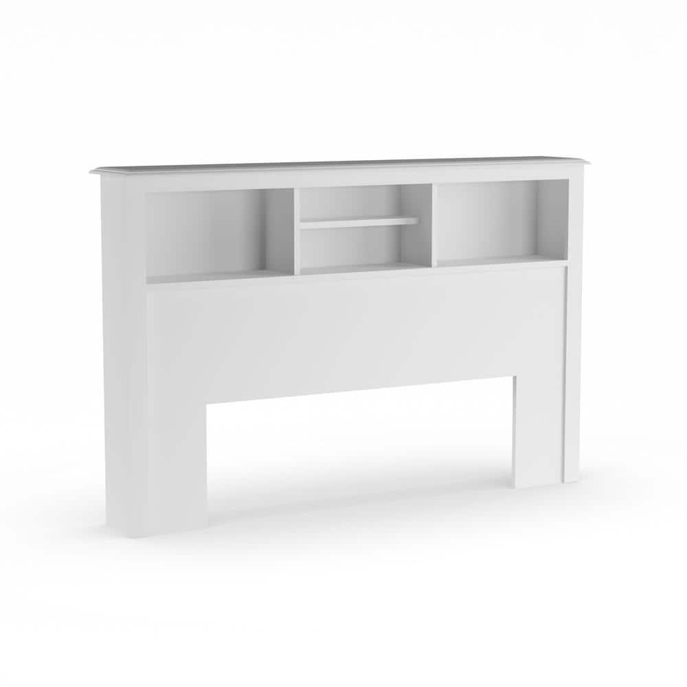 Prepac Monterey Headboard White (Full/Queen): Modern Storage Design, 3 Compartments, Adjustable Shelf