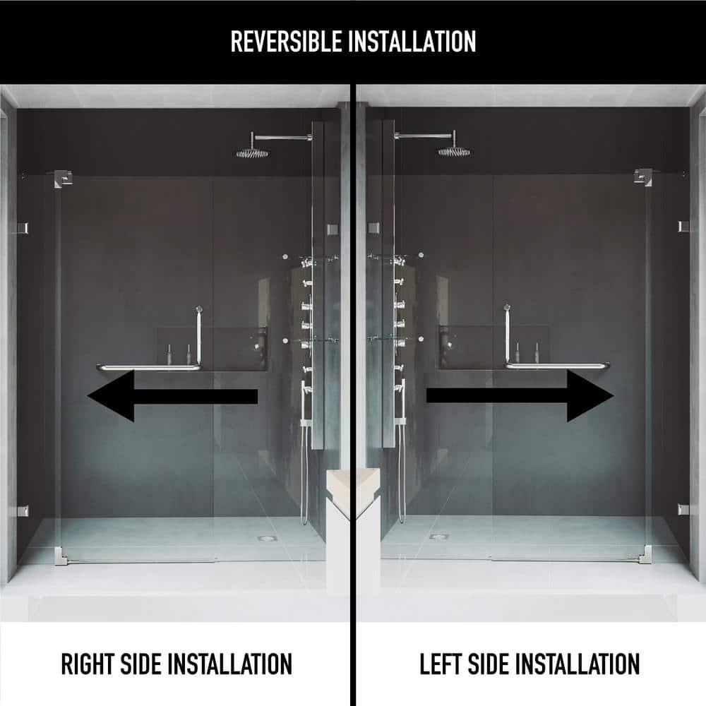 Pirouette 42-48" W x 72" H Pivot Frameless Shower Door with 3/8" Clear Glass