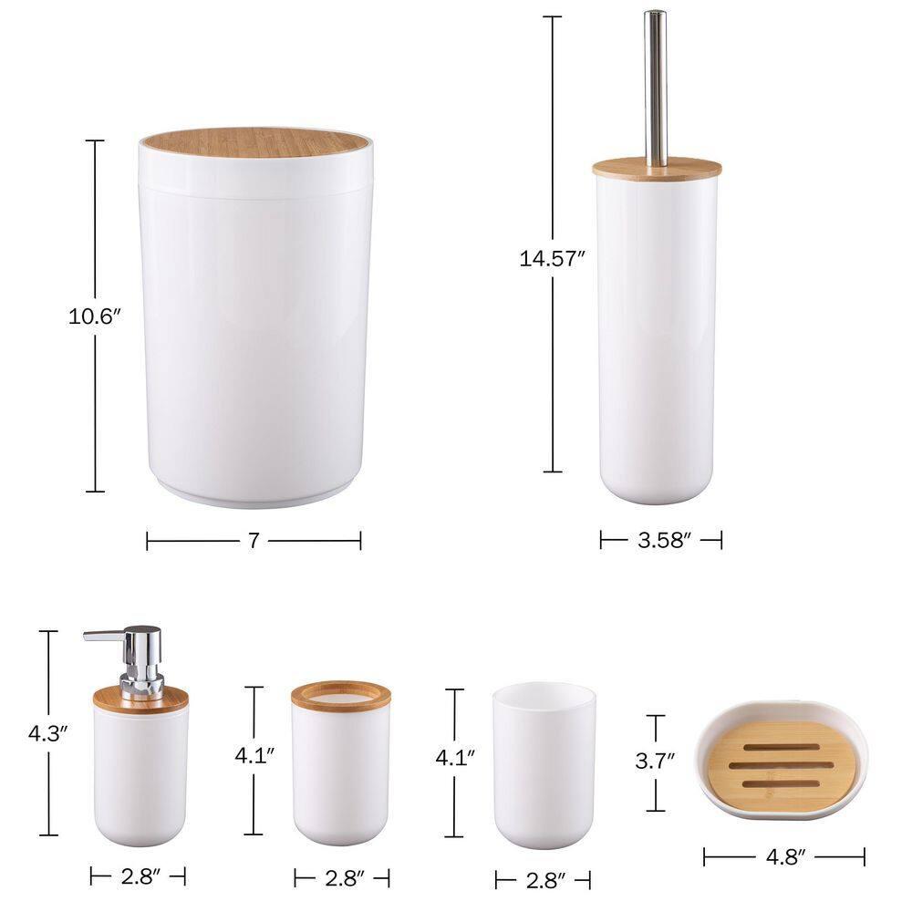 Home-Complete 6-Pc Bathroom Accessories Set, White