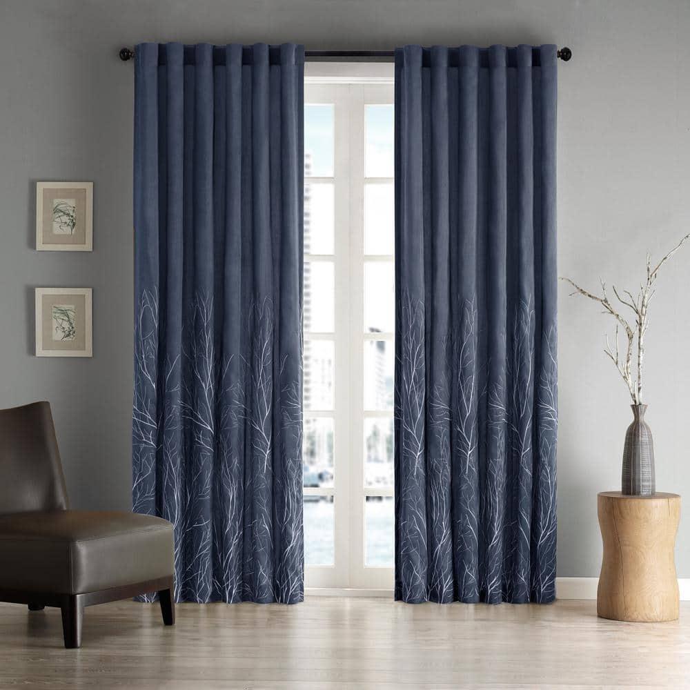 Andora Embroidered Branch Rod Pocket Single Curtain Panel