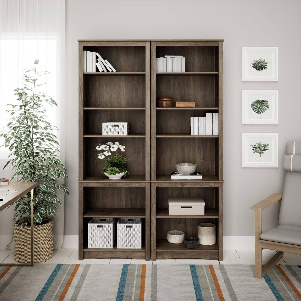 Prepac Tall 6-Shelf Bookcase, Drifted Gray