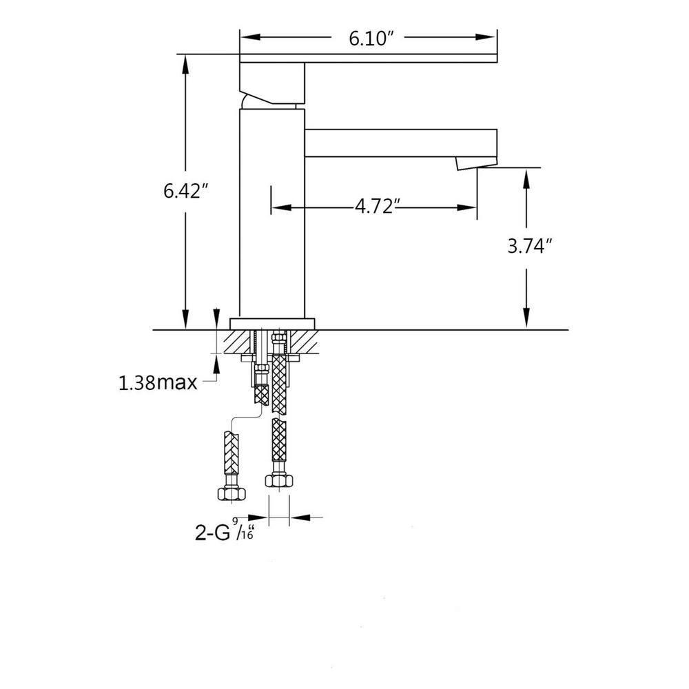 Brass Bathroom Sink Faucet Single Handle Lavatory Vanity Mixer Tap 1 Hole with Deck Plate, Metal Pop-up Drain Assembly & Water Supply Lines (Brushed Gold)