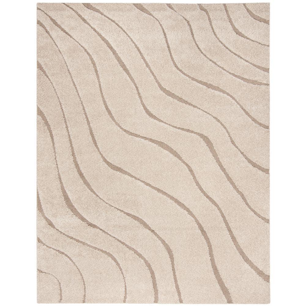 Florida Shag SG472 Power Loomed Indoor Area Rug - Cream/Beige - 9'x12' - Safavieh