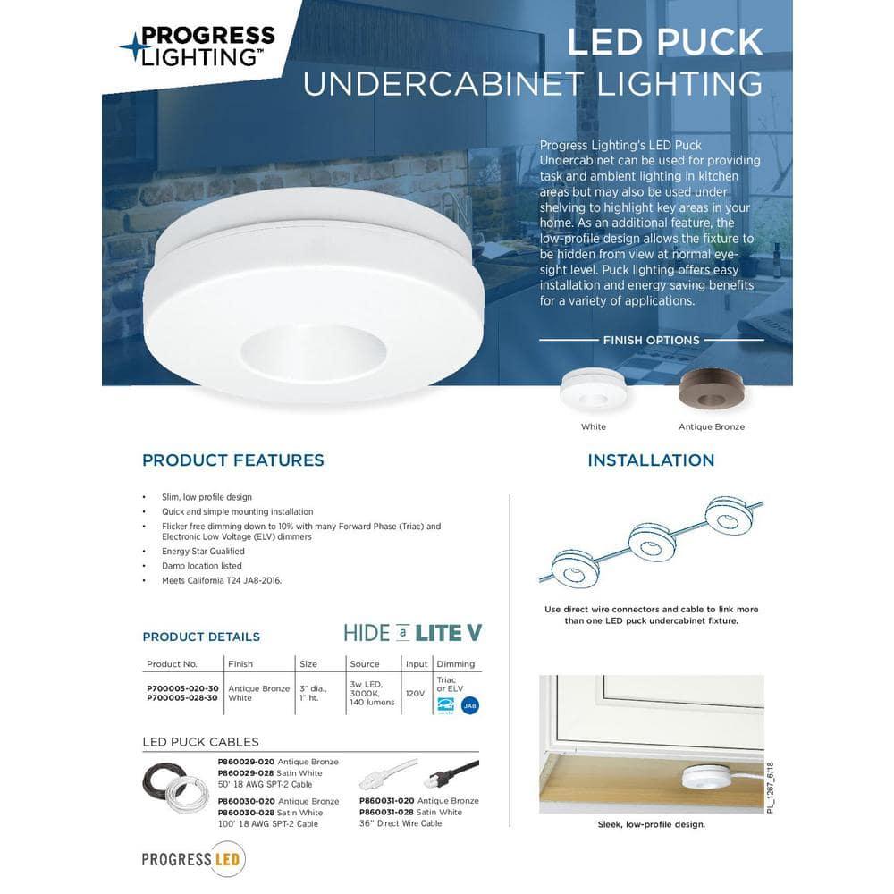 Hide-a-Lite V Collection LED Puck, Antique Bronze Finish