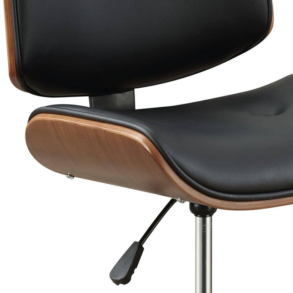 Miekor Furniture Camila Office Chair in Black Pu & Walnut