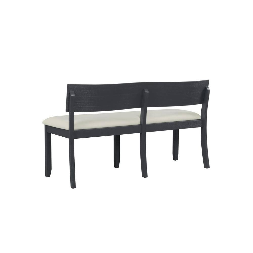 Boraam Capella Cream Fabric Dining Height Bench Matte Black