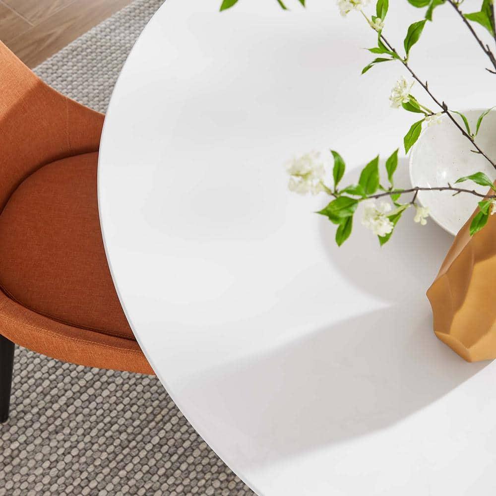 Modway Lippa 54" Round Modern Wood Top Dining Table in White