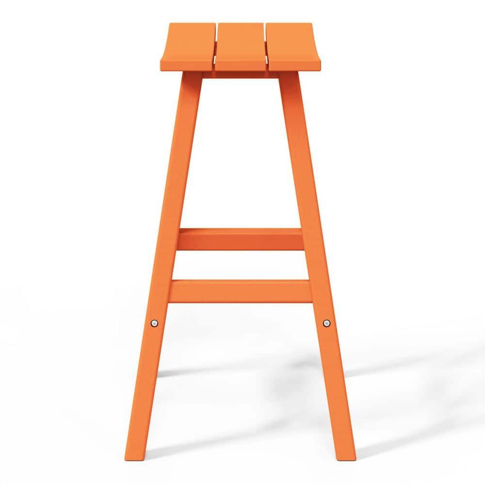 Franklin Orange 29 in. Poly HDPE Fade Resistant Outdoor Patio Saddle Seat Pub Height Bar Stool