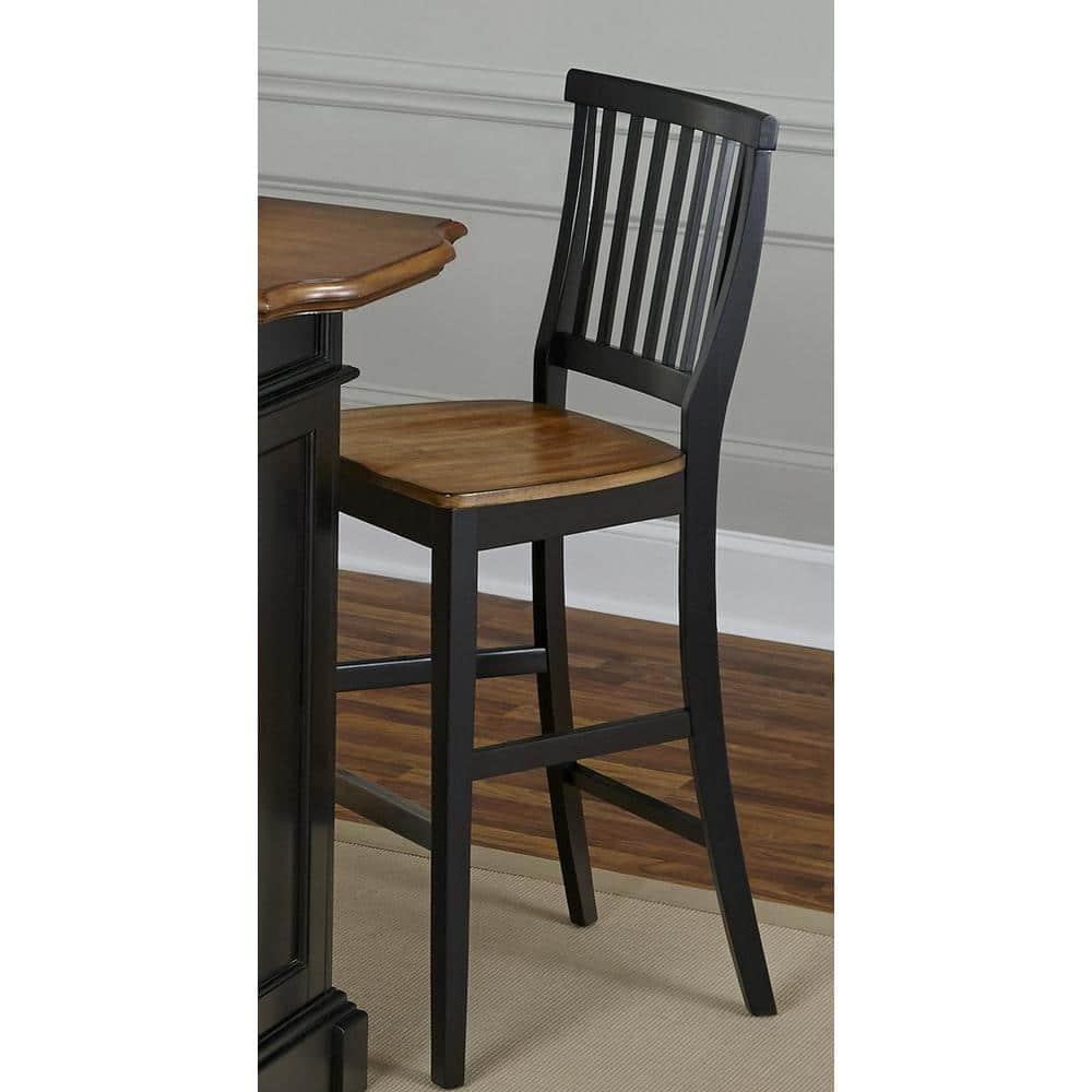 Home Styles Black Counter Stool with Oak Finished Seat