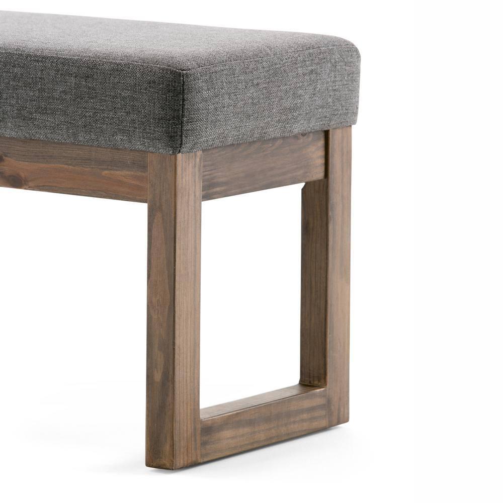 Simpli Home Milltown Solid Wood Footstool Small Ottoman Bench In Grey