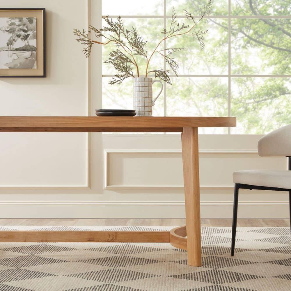 Walker Edison Modern Farmhouse Rustic Solid Oak Wood Oval Dining Table for 6 - White Oak