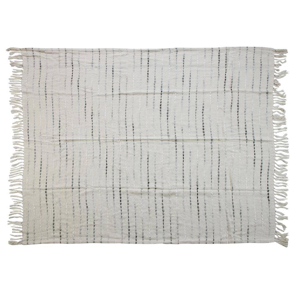 Deep Ombre Striped Handmade Woven Throw Blanket with Fringe
