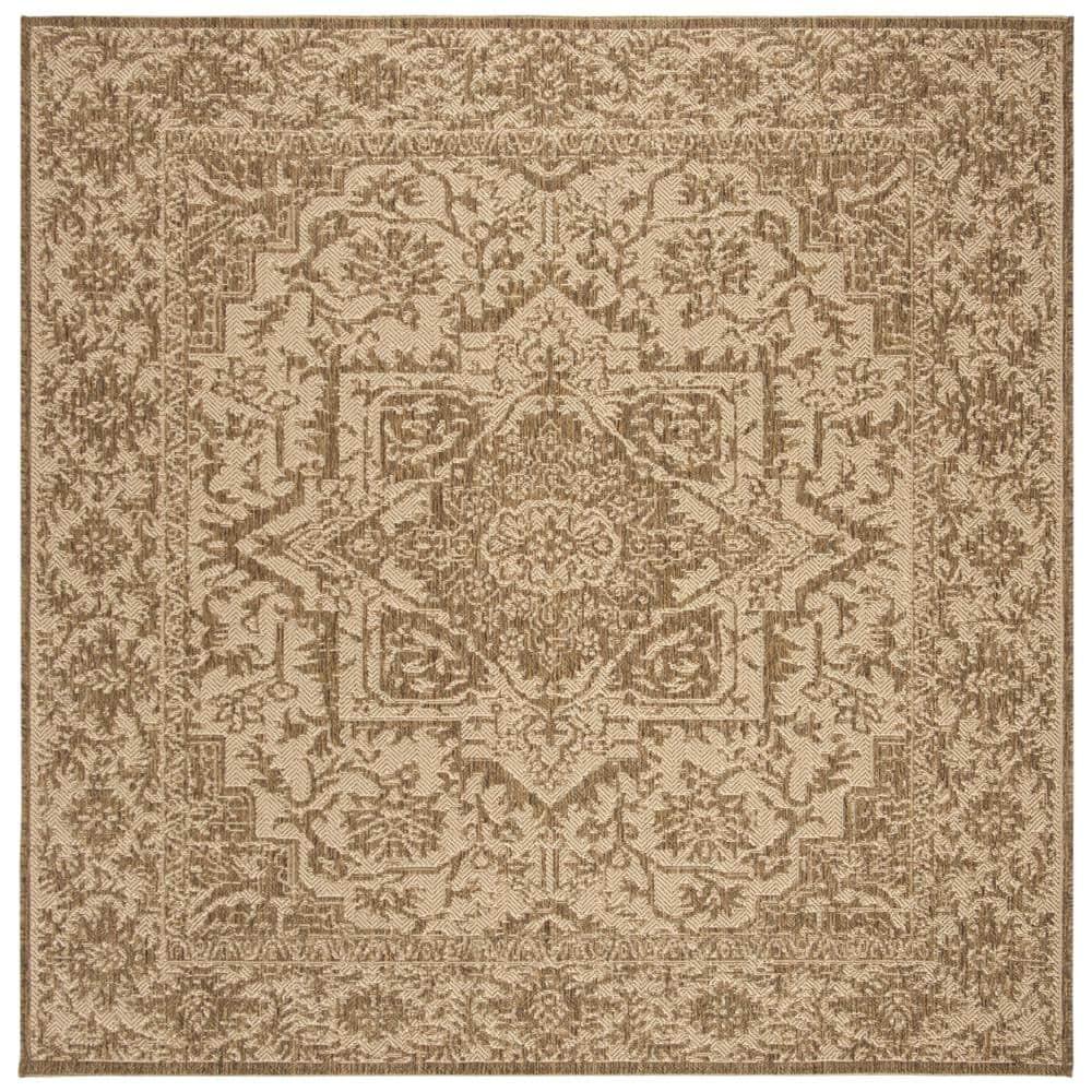 Beach House BHS139 Power Loomed Indoor/Outdoor Area Rug - Cream/Beige - 6'7"x6'7" - Safavieh