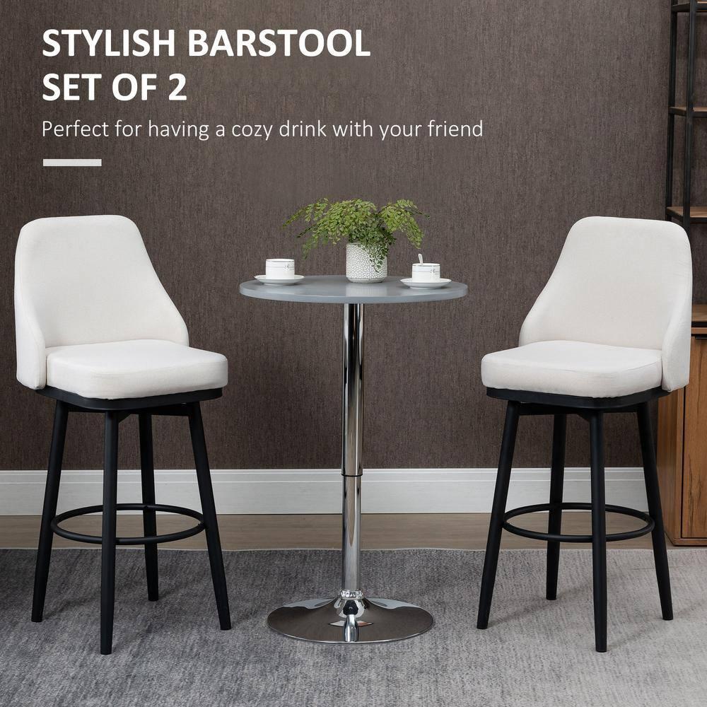 HOMCOM Extra Tall Bar Stools Set of 2, Modern 360° Swivel Barstools, Dining Room Chairs with Steel Legs and Footrest