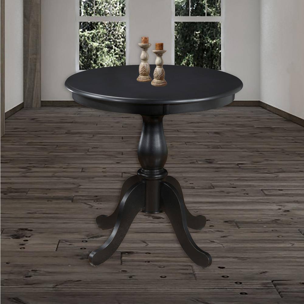 Carolina Living 30" Salem Round Pedestal Dining Table Black: Rubberwood, MDF, Non-Extension