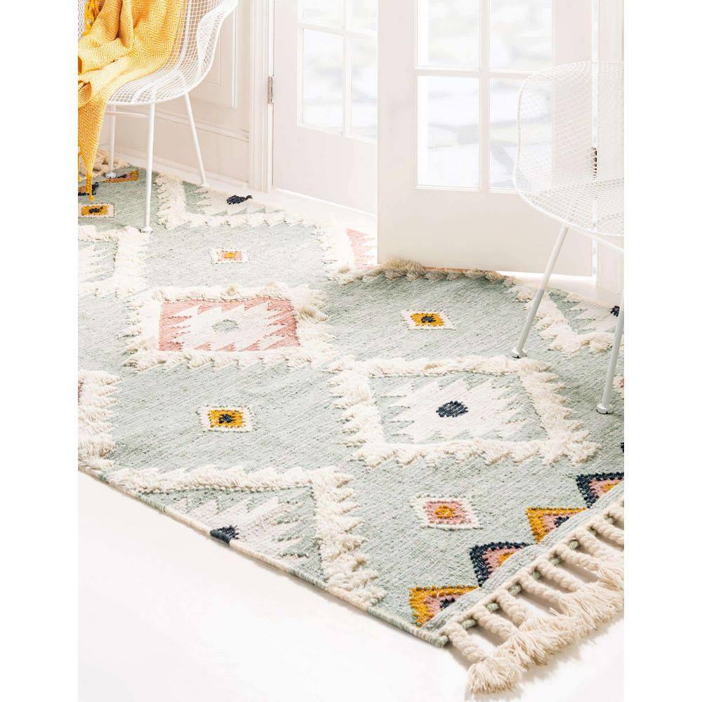 Unique Loom 5' 1 x 8' 0 Mesa Papago Light Aqua Area Rug