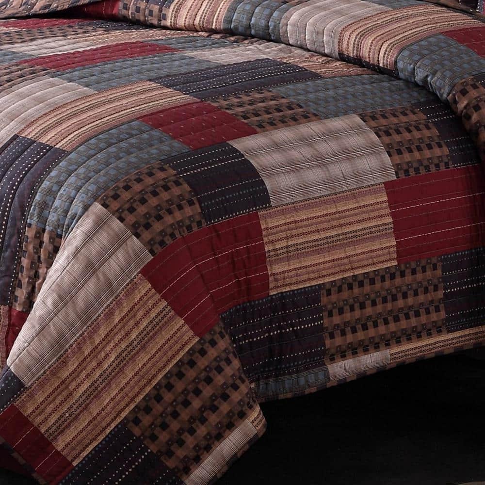 2pc Twin Gunnison Quilt Set Red/Assorted Grays - Style 212