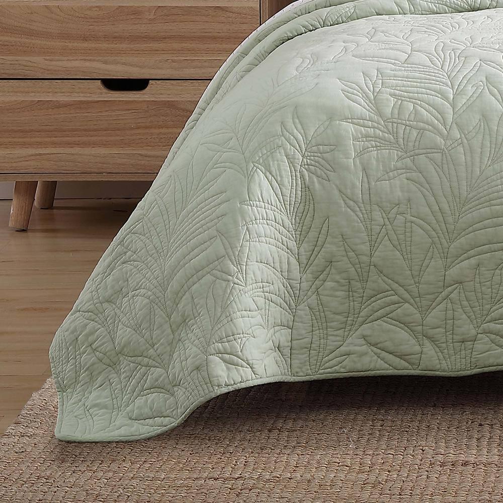 Tommy Bahama Home Tommy Bahama Solid Costa Sera Stitch Green Cotton Quilt