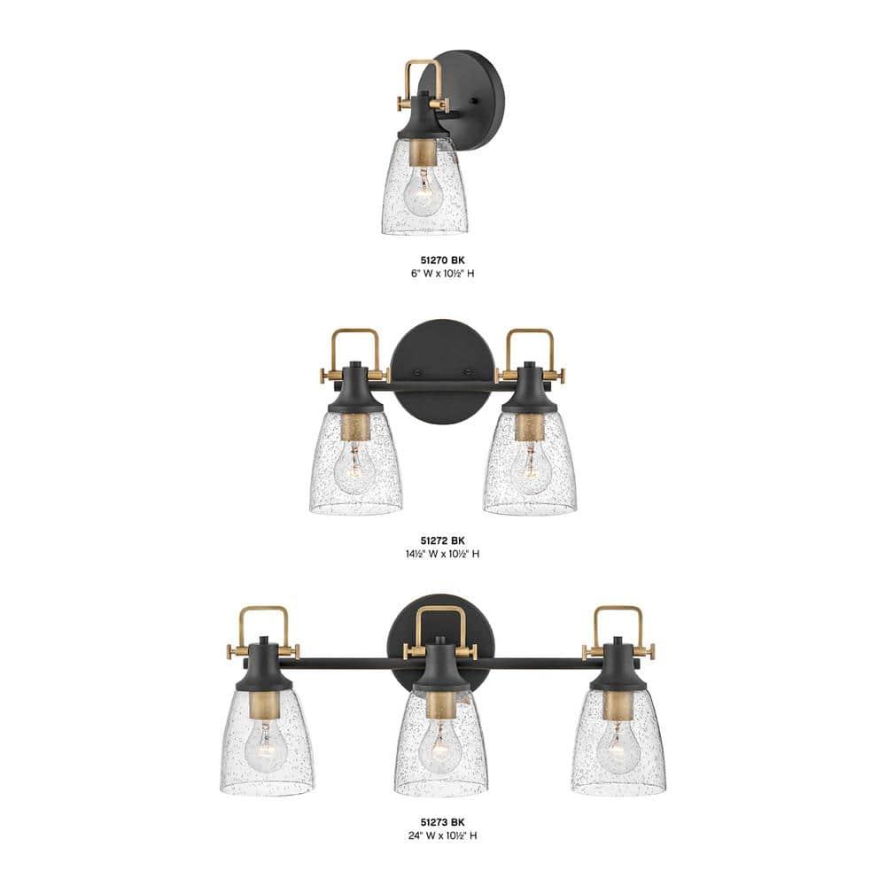 Easton Two-Light Bath Vanity Fixture w/ Clear Seedy Glass Shades