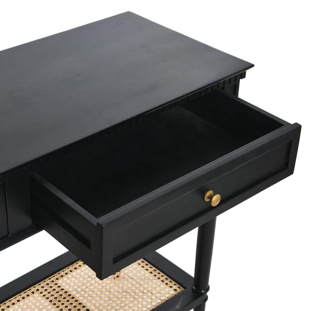 Storied Home Maxwelton Console Table Black: Elegant Entryway Furniture, Acacia & MDF, 32"H x 48"W