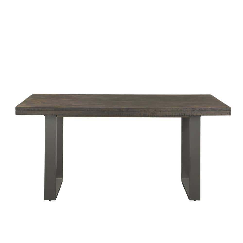 Picket House Furnishings Sullivan Dining Table Dark Ash: Modern Lacquered Rubberwood, Seats 6, Double Pedestal