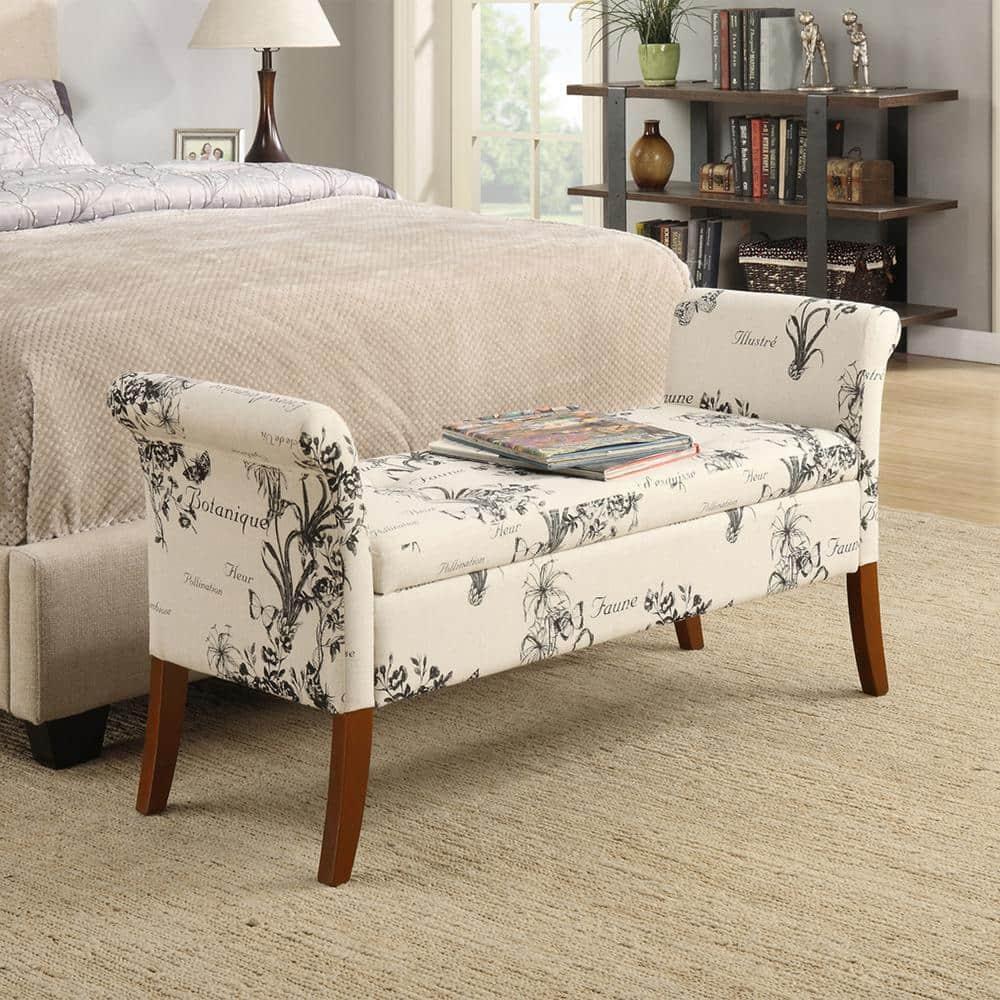Convenience Concepts Designs4Comfort Garbo Storage Bench, Botanical Print Canvas