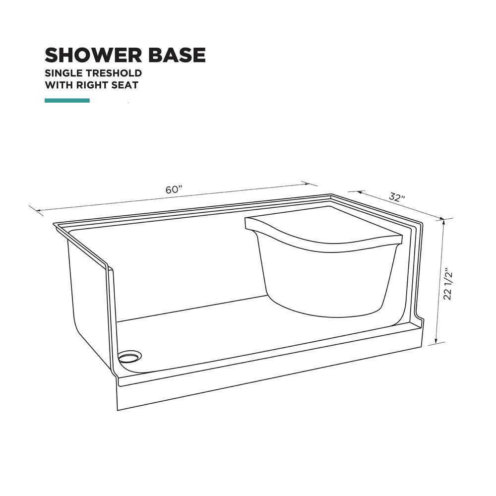 Aquatique 60" x 32" Single Threshold Shower Base