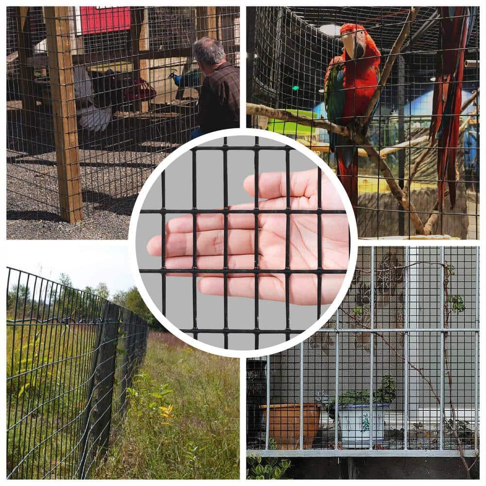 Fencer Wire Fencer Wire 16 Gauge Black Vinyl Coated Welded Wire w/ Mesh Size 0.5 inch X 1 inch, Multiple Sizes