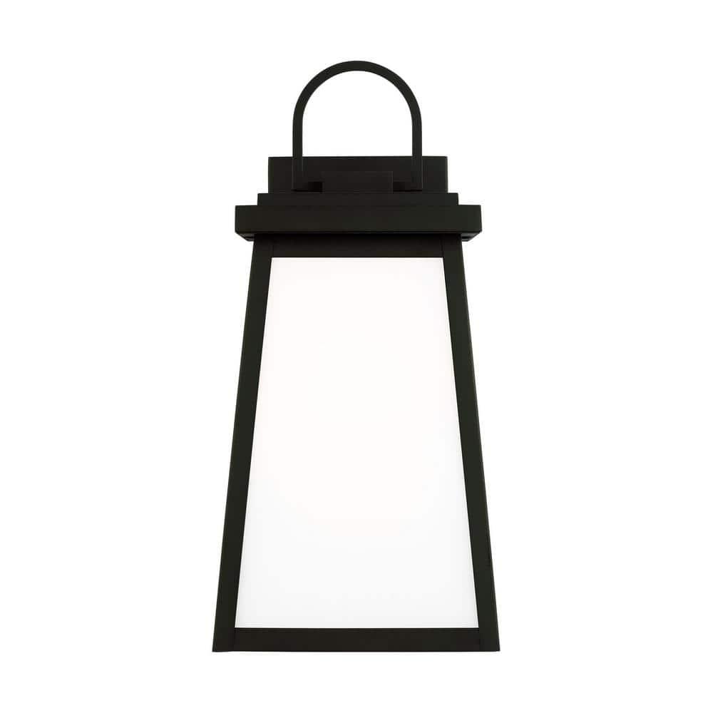 Founders Large 1-Light Black Transitional Exterior Outdoor Wall Sconce with Clear and White Glass Panels Included
