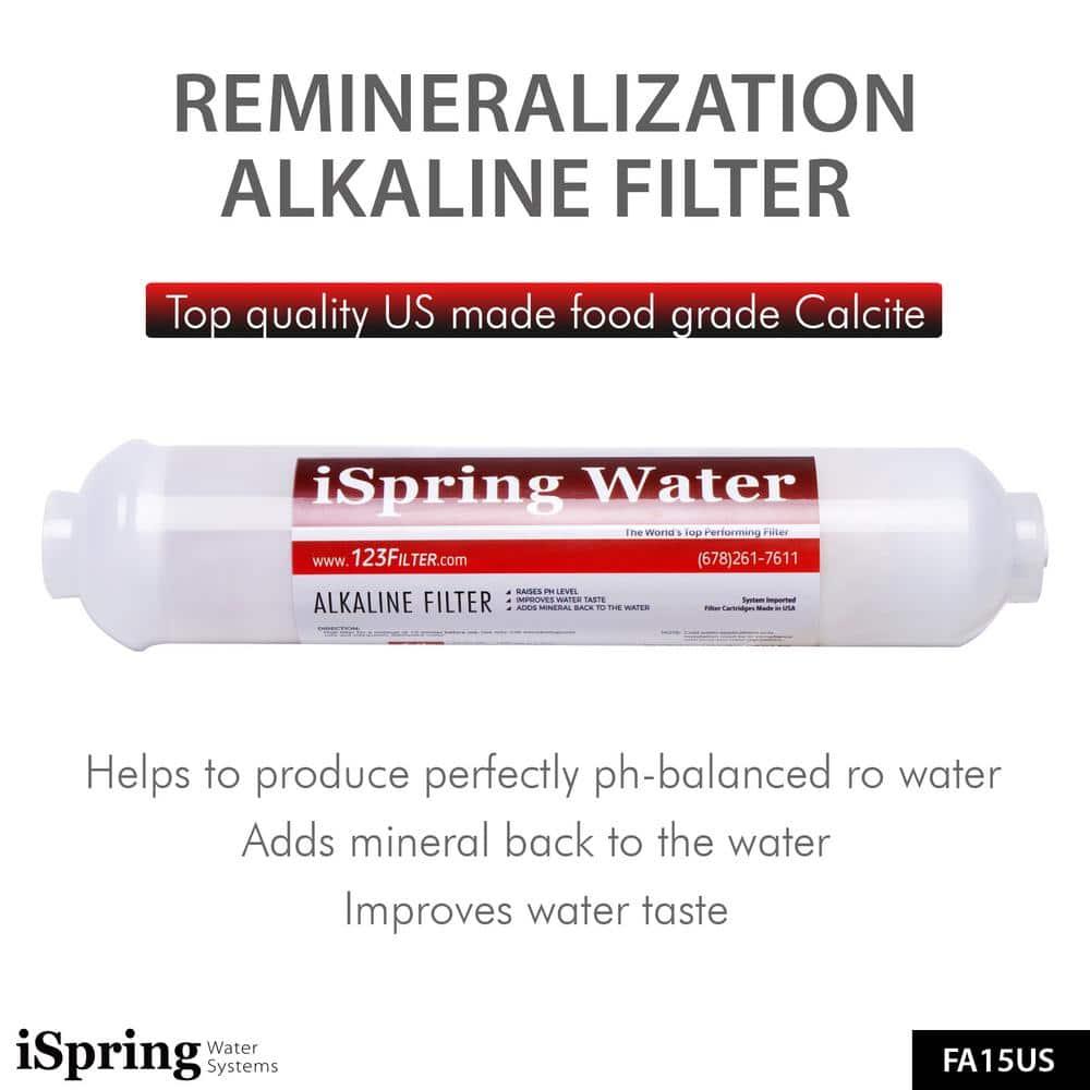 iSpring PH100 pH+ 6-Stage Under Sink Reverse Osmosis RO Drinking Water Filtration System 100 GPD Fast Flow 1:1 Pure to Waste Ratio with Alkaline Remineralization, US Made Filters