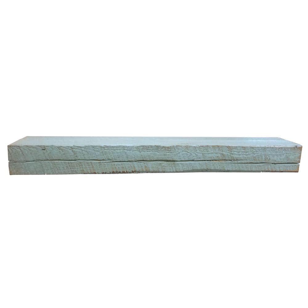 Hand-Carved Spruce Wood Fireplace Mantel Shelf in Light Brown