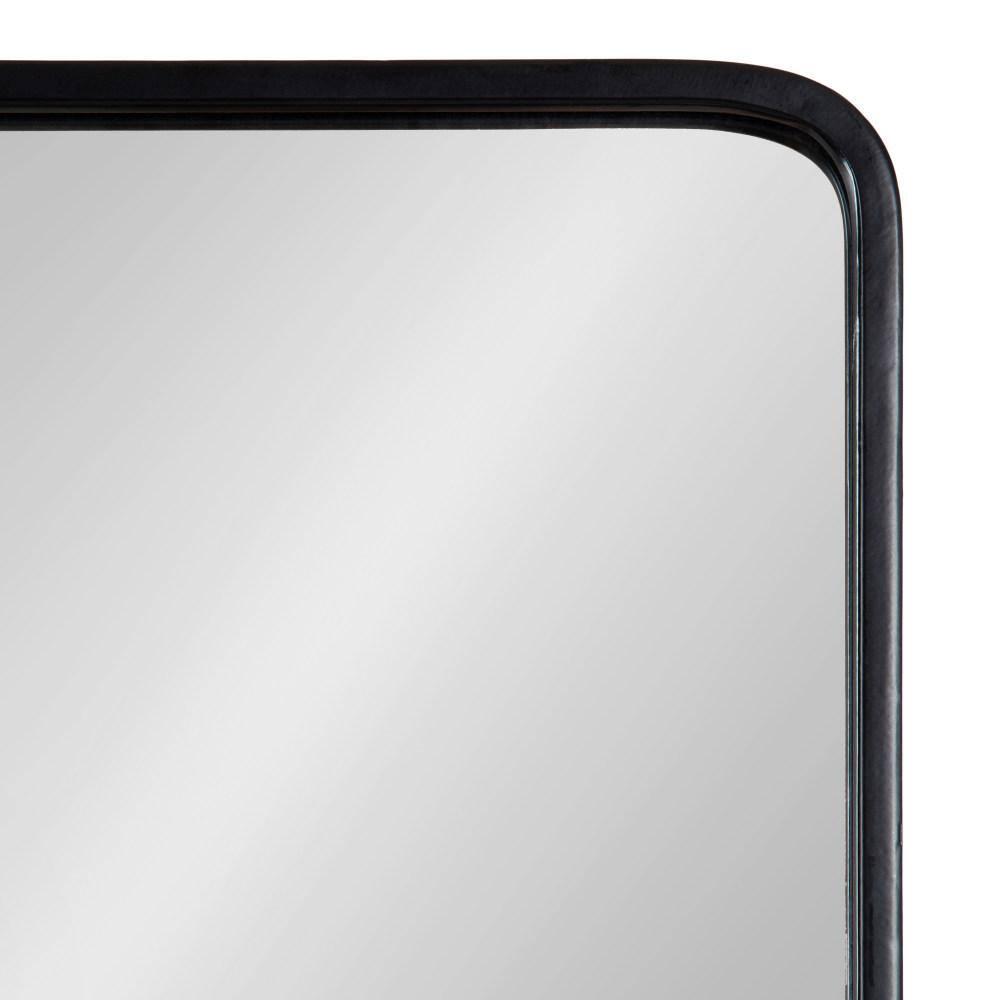 Kate and Laurel Estero Modern Metal Rectangle Mirror with Rounded Shelf, 20 x 34, Black, Decorative Contemporary Rounded Rectangle Shelf Mirror for Living Room or Bedroom Storage and Display