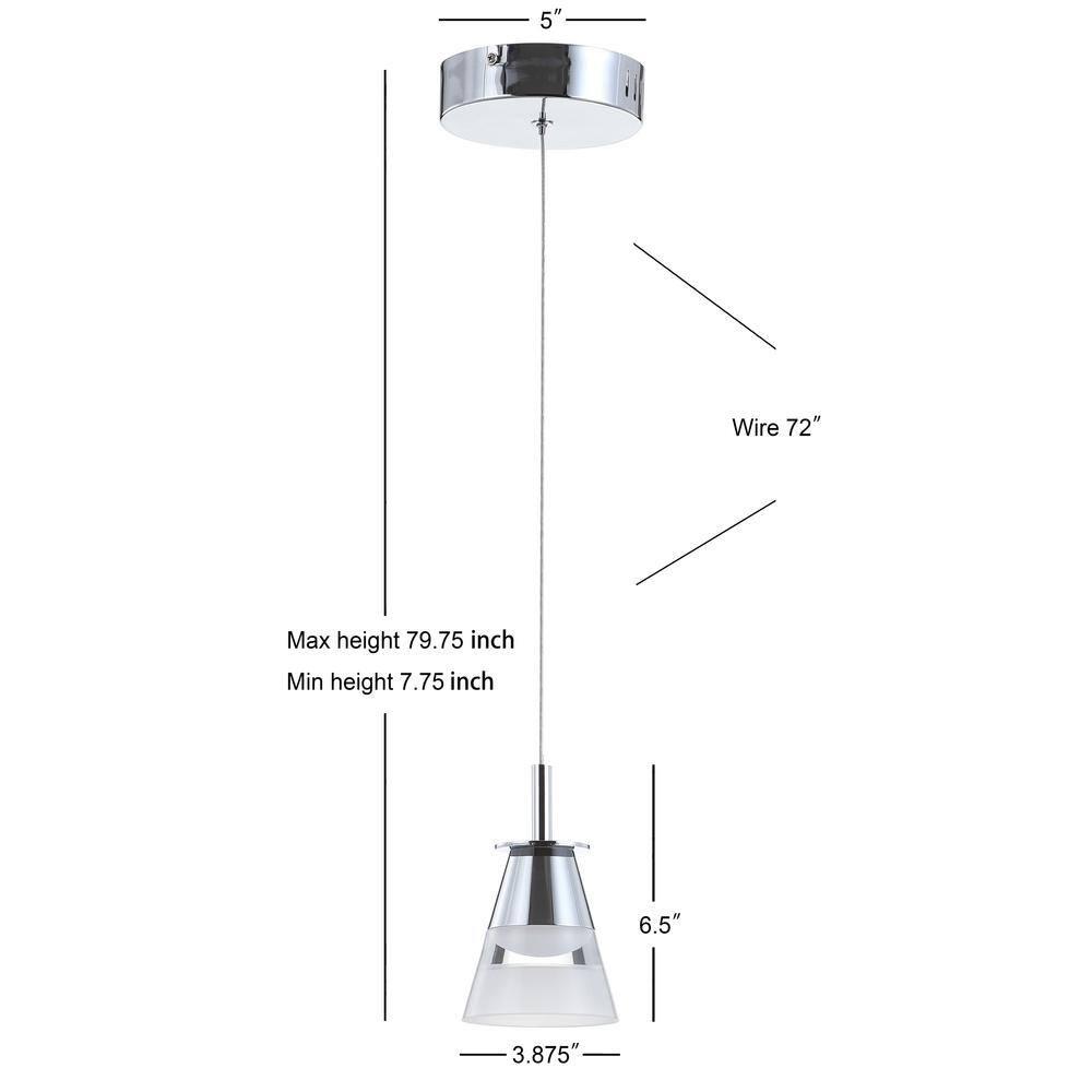 JONATHAN  Y Alain 5" Adjustable Cascading Metal Integrated Cluster Glam Chrome/White Transitional Cone Integrated LED Mini Hanging Pendant light