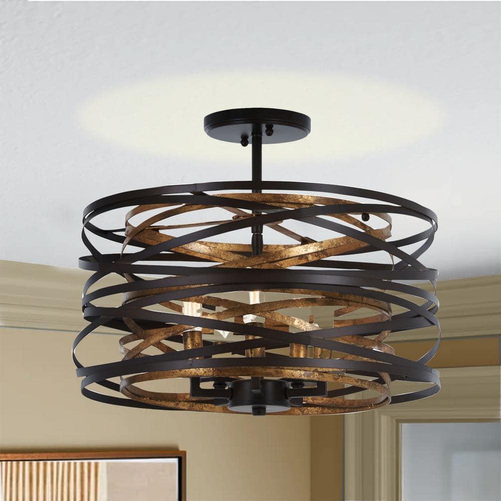 Minka Lavery Dark Bronze Mosaic Gold Pendant Chandelier 16" Wide Modern 5-Light Fixture for Dining Room House Foyer Kitchen Home