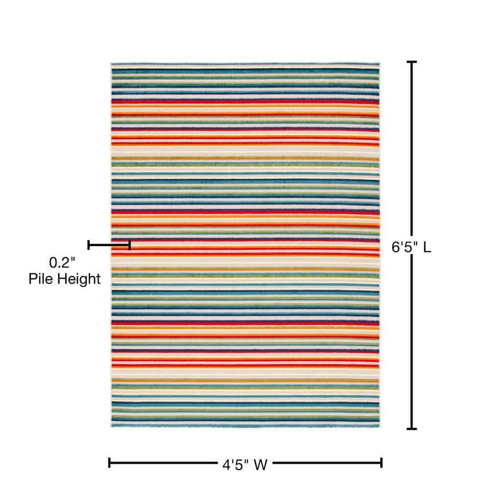 Cabana CBN323 Loomed Indoor Area Rug - Ivory/Green - 4'5"x6'5" - Safavieh