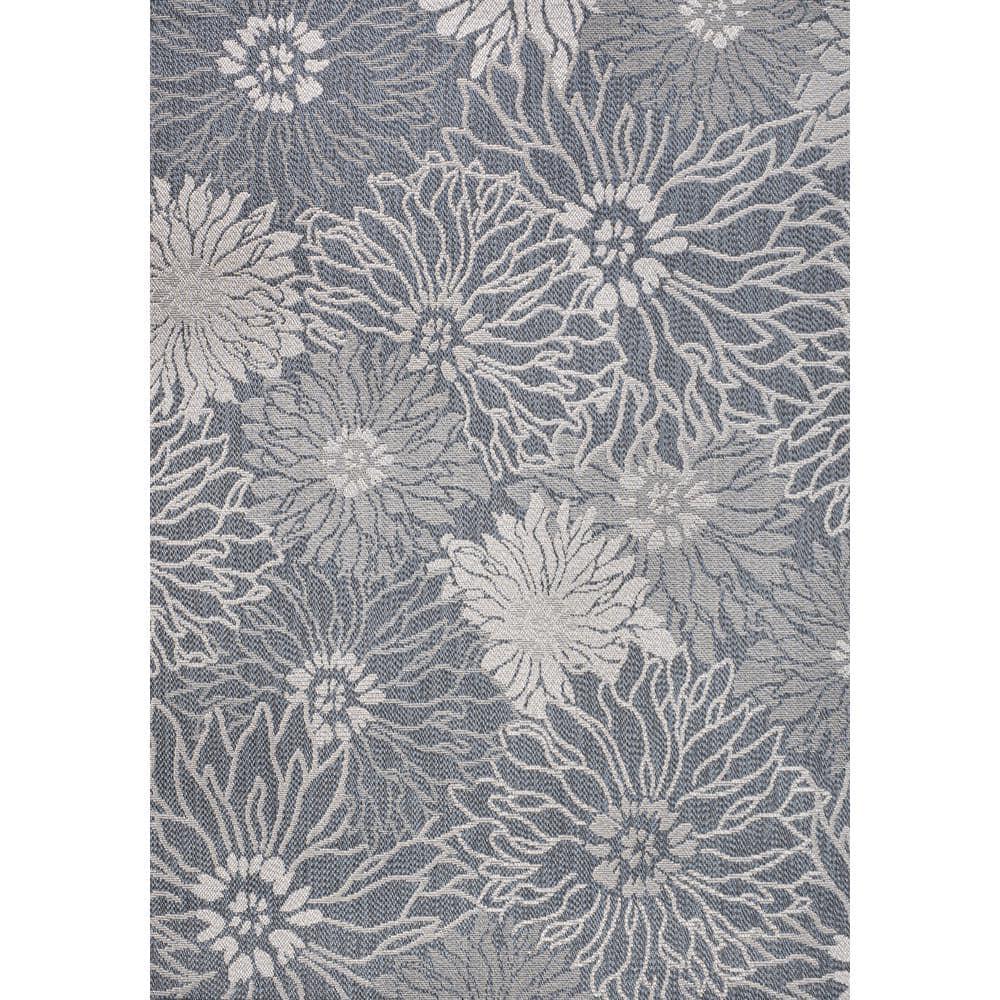 3' x 5' Bahamas Modern All-Over Floral Indoor/Outdoor Area Rug, Navy/Gray - JONATHAN Y