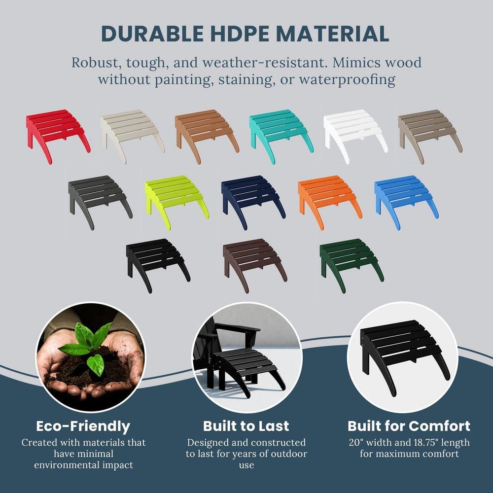 Polytrends  Laguna Hdpe All Weather Outdoor Patio Foldable Ottoman Black