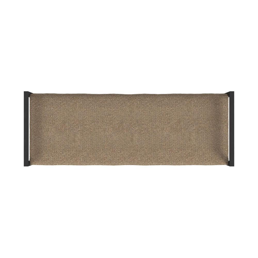 Modern Metal Faux Shearling Bench Brown - HomePop