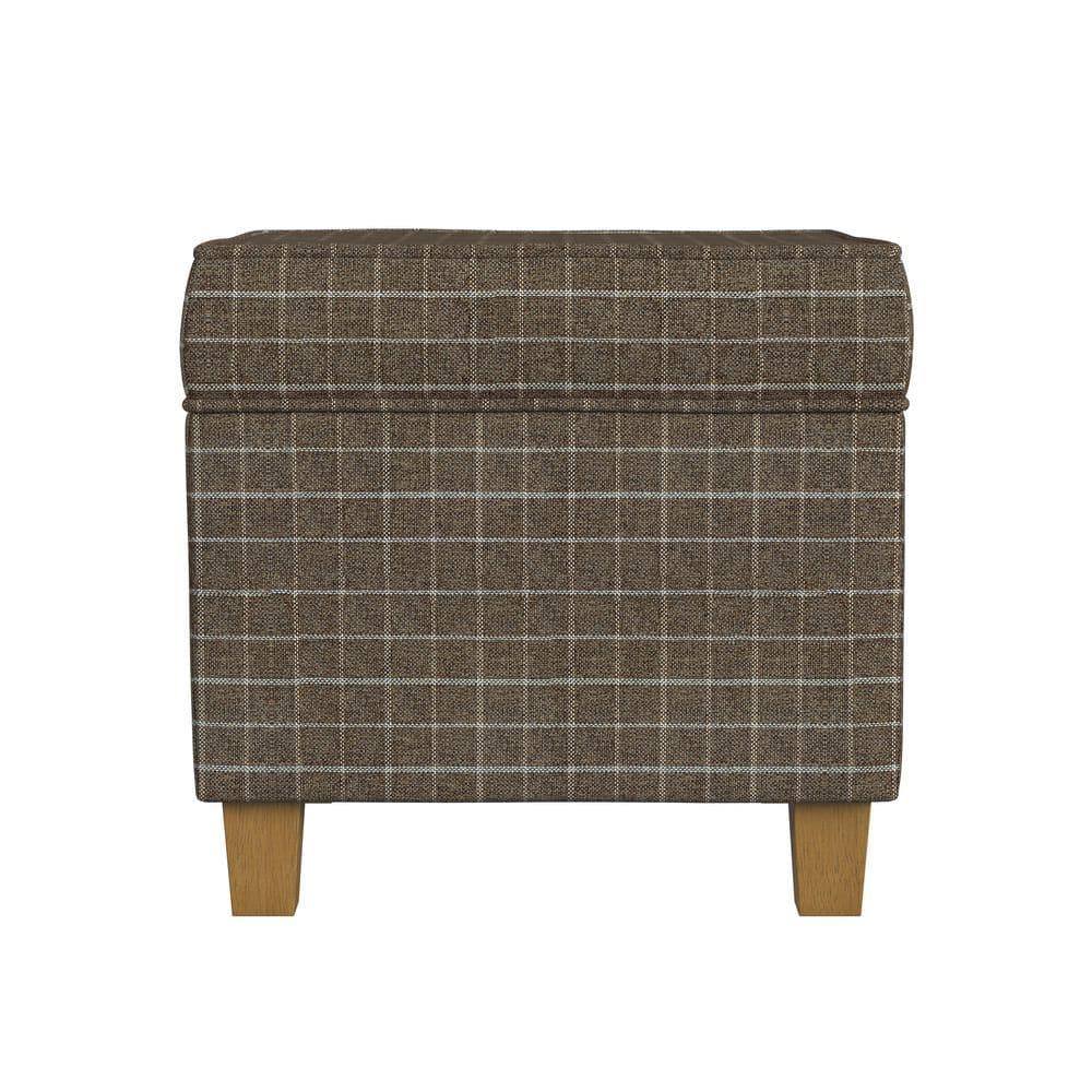 Cole Classics Square Storage Ottoman with Lift Off Top Light Brown Window Pane - HomePop
