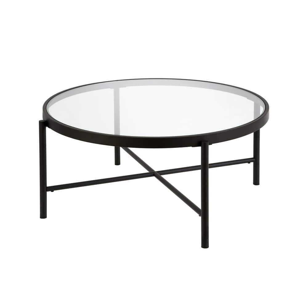 Evelyn&Zoe Duxbury 36" Wide Round Coffee Table, Blackened Bronze