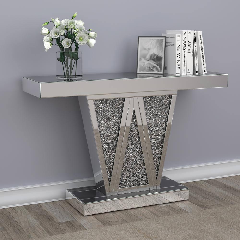 Coaster Crocus Modern Rectangular Glass Console Table Silver
