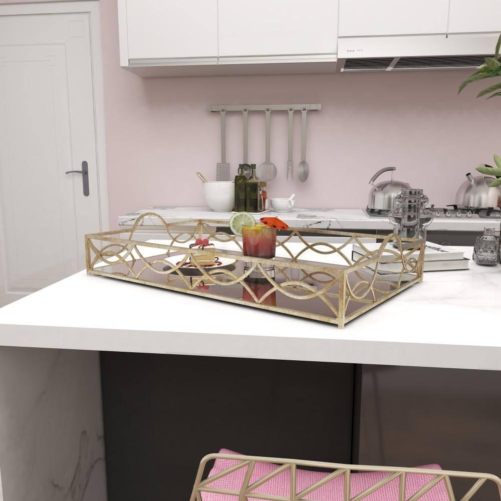 Modern Reflections Rustic Iron Tray (25") - Olivia & May