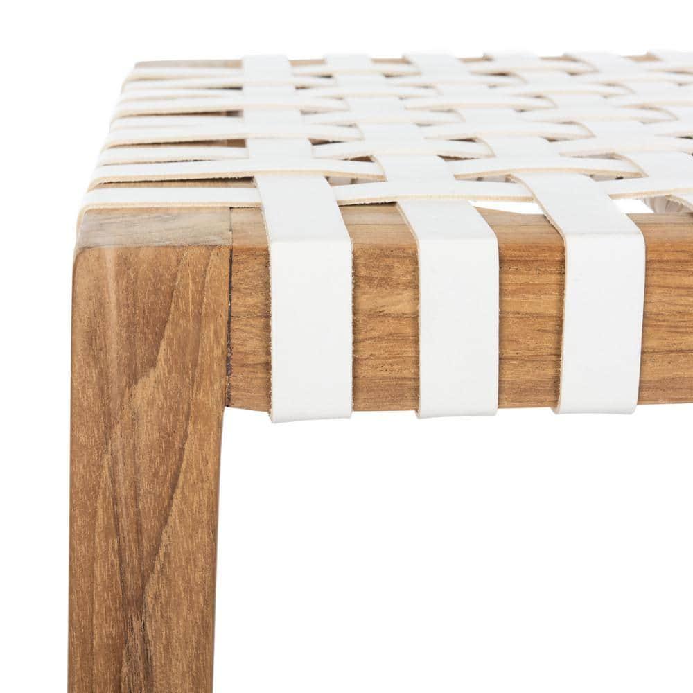 Capri Counter Stool - BST1009 - Natural Teak/White - Safavieh