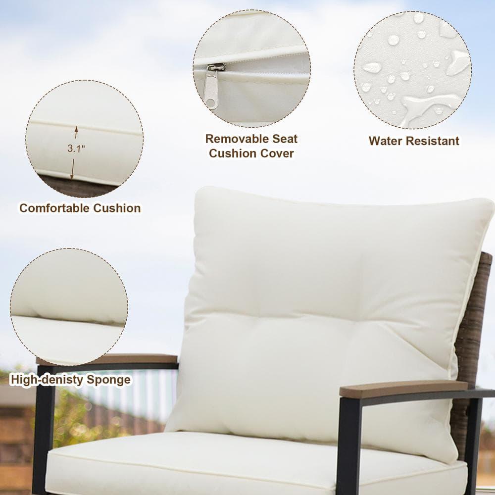 EAGLE PEAK 2 - Person Outdoor Seating Group Outdoor Rocking Seating Group with Cushions, 3-Piece Outdoor Rocking Chairs Set With Table