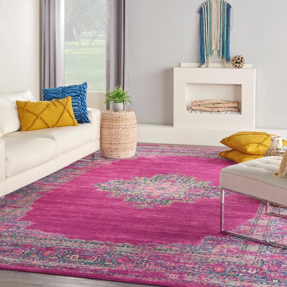 Nourison Passion Medallion Bohemian Indoor Rug Fuchsia 9' x 12'